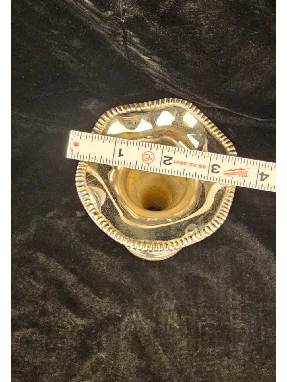 Silver-Plated Bud Vase With Scalloped Edge & Beaded Base 6.5